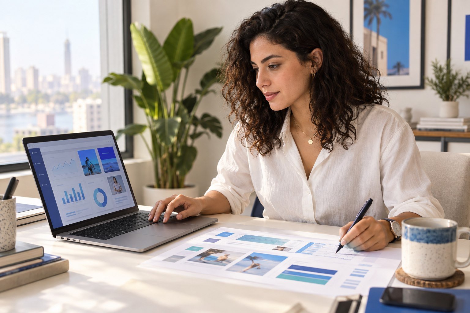 Marketer reviewing a paid campaign and media plan